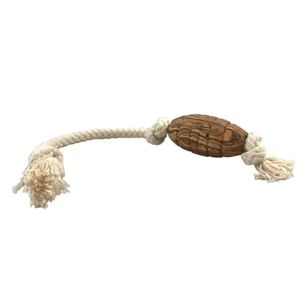 Olivi rugby med bomuldsreb, ca. 36cm