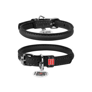 Waudog Soft rundsyet lder halsbnd, sort
